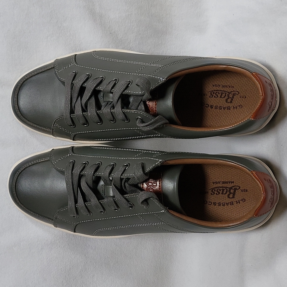 Dark Grey Leather Sneakers Landon Size 9.5M G.H. Bass - Picture 11 of 12